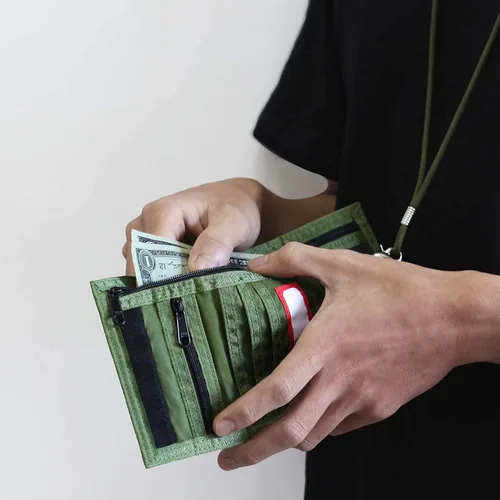 Miniatura 7 de Rough Enough - Cartera para niños con cordón para adolescentes y niños, con cremallera, monedero de nailon verde militar