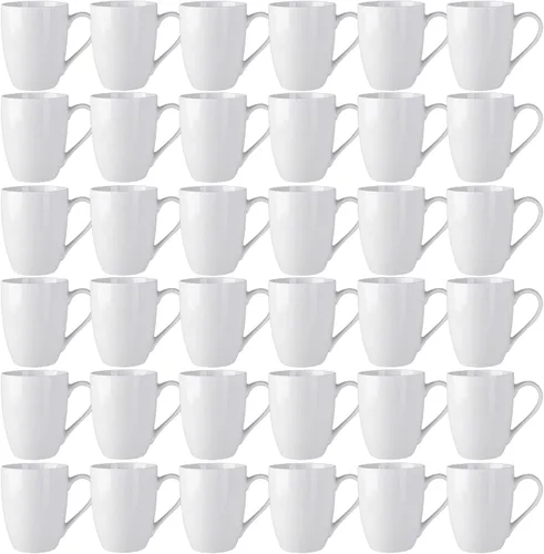 Miniatura 12 de AmorArc Juego de 12 tazas de café de color blanco hueso de 12 onzas, tazas de café de cerámica con mango grande para hombre, mujer, juego de tazas