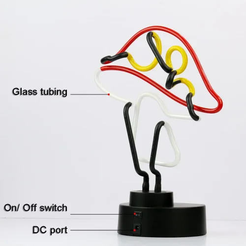 Miniatura 5 de Escultura de luz de neón de tubo de vidrio real de 12 V, letrero de neón de hongo para escritorio, decoración de pared hecha a mano, arte de pared