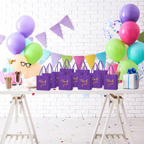 Miniatura 6 de Honoson 30 mini bolsas de regalo con asa de 4 x 2.75 x 4.5 pulgadas, pequeña bolsa de agradecimiento para boda, baby shower, cumpleaños, graduación