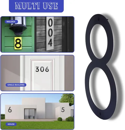 Miniatura 39 de Números de casa negros de metal moderno de 12 pulgadas para exterior, dirección flotante número 7 con kit de clavos para puerta