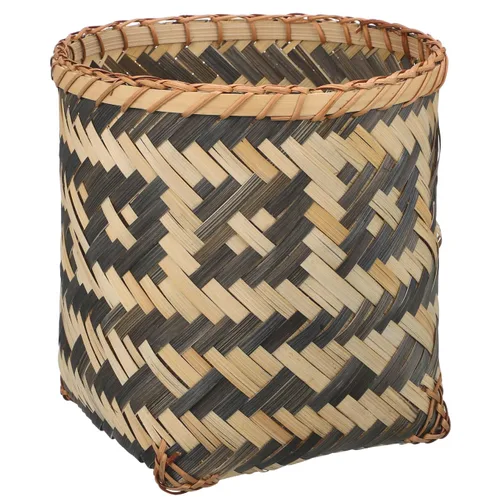 MAGICLULU Cubo de basura decorativo tejido de 8.26 x 7.87 x 7.87 pulgadas, cesta de bambú para el hogar, cocina, oficina, organizador de artículos