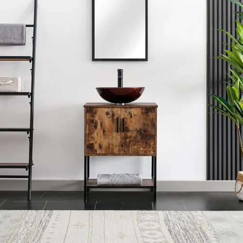 Miniatura 28 de eclife Combo de Tocador de Baño de 36" con Lavabo, Gabinete Moderno de Soporte de Metal con Estante Inferior y Gabinete Lateral de Almacenamiento