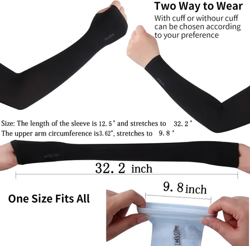 Miniatura 2 de 12 pares de mangas de protección solar UV con enfriamiento para brazos, para hombres y mujeres, con agujero para el pulgar, para conducir, golf