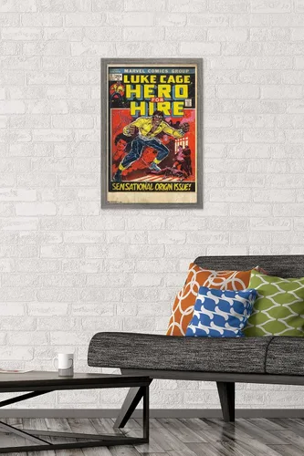 Miniatura 2 de Trends International Marvel Comics Luke Cage - Hero for Hire Cover #1 Wall Poster, 22.4L x 14.7W, Barnwood Framed Version