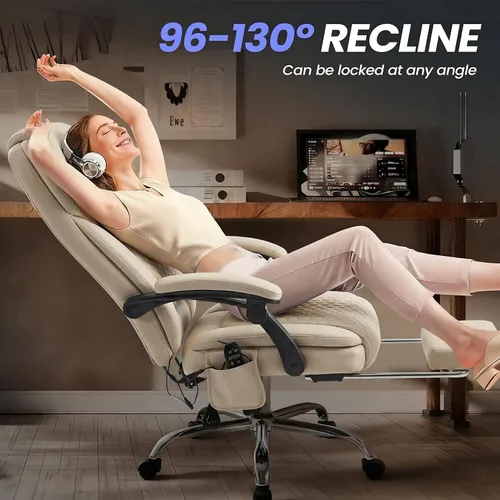 Miniatura 8 de MALOL Silla de oficina de masaje grande y alta de 300 libras, calefacción dirigida de 3 niveles a 149.0 °F, silla de escritorio de cuero de fácil
