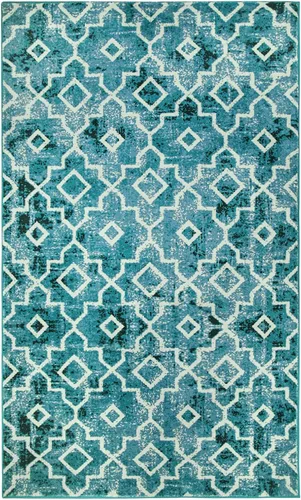 Miniatura 13 de Moynesa Alfombra marroquí lavable de 2 x 3 pulgadas, pequeña, azul, para cocina, baño, suave, antideslizante, de pelo bajo, moderna, geométrica