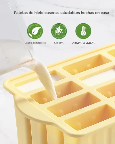 Miniatura 2 de MEETRUE - Moldes para paletas de silicona, 12 piezas, de fácil liberación, sin BPA, moldes para hacer paletas de hielo, hecho en casa, con 50 12