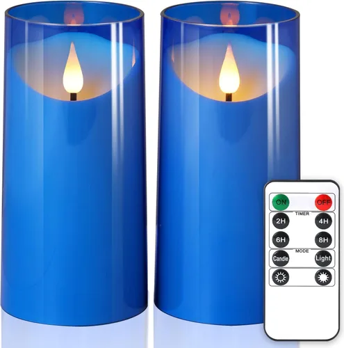 Miniatura 18 de NURADA Velas sin llama con temporizador remoto: vela de pilar LED de mecha 3D que funciona con pilas, juego de velas falsas de acrílico irrompible