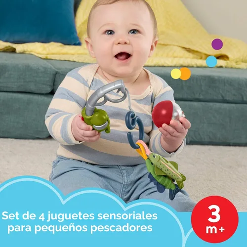 Miniatura 2 de Fisher-Price Baby Toys Mini Me Moments - Juego de pesca con carrete de 4 piezas, actividades sensoriales para el desarrollo del recién nacido a
