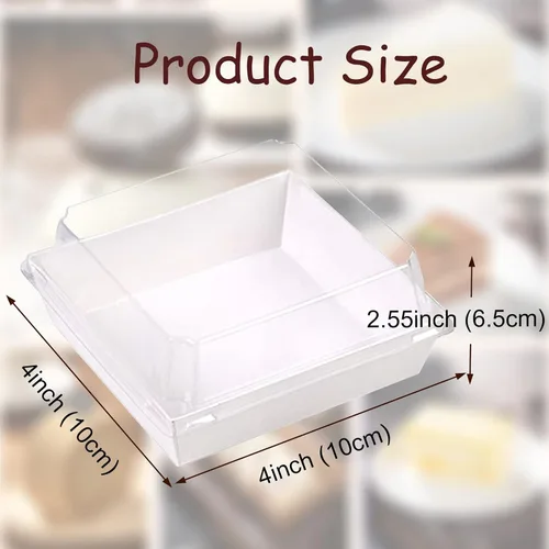 Miniatura 4 de RomanticBaking Paquete de 100 cajas de charcutería de 4 x 4 x 2.55 pulgadas con tapas transparentes, para panadería, galletas, fresas cubiertas