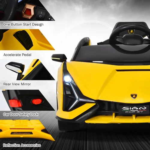 Miniatura 2 de INFANS Lamborghini Sian - Auto de paseo para niños con licencia de 12 V, con control remoto para padres, suspensión de resorte, reproductor de MP3