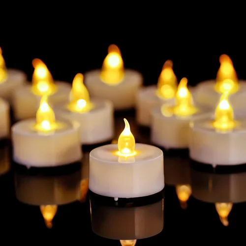 Miniatura 11 de Velas de luz LED a pilas, juego de 24, realistas y brillantes titilantes, duraderas 200 horas, operadas con pilas, sin llama, velas de luz LED