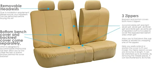 Miniatura 6 de FH Grupo FH-PU007115. Juego de lujosas fundas de asientos de auto, preparado para la bolsa de aire, y compatible con FH Group FH1002, almohadilla