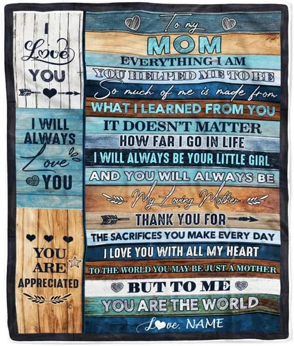 Miniatura 18 de Manta personalizada con texto en inglés «To My Mom from Daughter Wolf I Am Because You are Mom», para cumpleaños, día de la madre, Navidad, manta