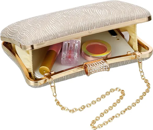 Miniatura 6 de Bolsos de mano dorados para mujer de noche, bolso dorado para boda, fiesta, novia, baile de graduación, formal, dorado, bolso de hombro