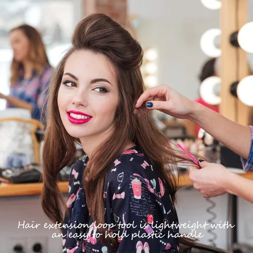 Miniatura 7 de 10 piezas de extensión de cabello, enhebrador de aguja para tirar y dispositivo de cuentas, herramienta para enhebrador de bucle para extensiones