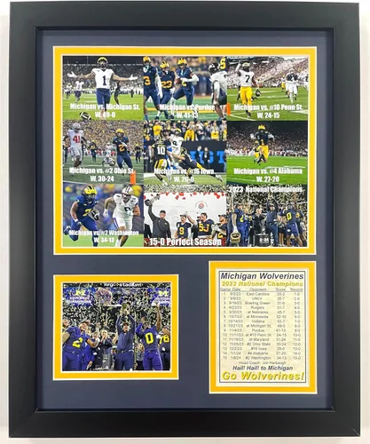 Miniatura 8 de Fútbol de Michigan Campeones Nacionales del CFP 2023 Collages de Fotos Enmarcadas con Doble Mate (30 cm x 38 cm, Mosaico)