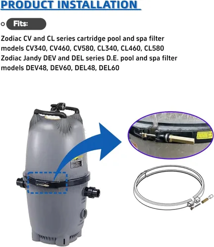 Miniatura 4 de Asamblea de perilla de anillo de abrazadera con varilla roscada y retenedor para Jandy DEV/DEL, Zodiac CV/CL Pool & Spa Filter, Repalce R0357500