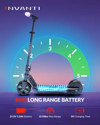 Miniatura 3 de INVANTI KS03 Scooter eléctrico para niños de 8 años en adelante, motor de pico de 350 W, máximo 12 mph y 10 millas, rueda sólida de 7 pulgadas, Rosa