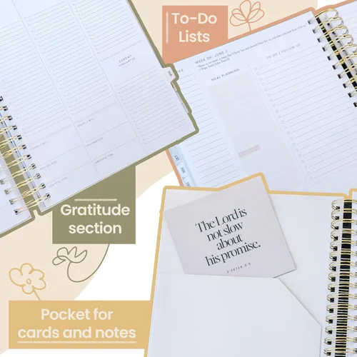 Miniatura 4 de Agenda académica católica 2026-2027 para mujer, agenda litúrgica con mensajes de oración, días festivos y diario de gratitud, 8 x 10 pulgadas