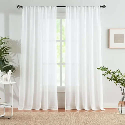 Miniatura 21 de Treatmentex Cortinas de Lino Semi Transparentes Naturales de 84 Pulgadas de Largo, Cortinas de Mezcla Country Falx para Sala de Estar, Casa