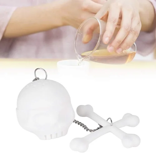 Miniatura 3 de Colador de té de calavera, colador de té, té de hojas sueltas más pronunciado, lindo infusor de té con forma de calavera blanca de simulación
