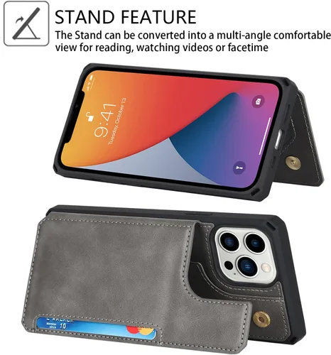 Miniatura 5 de Cavor Funda para iPhone 11 Pro Max con tarjetero, funda tipo cartera con tarjetero y tarjetero para iPhone 11ProMax, funda de piel sintética