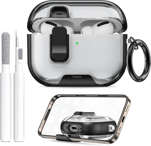 Miniatura 22 de Funda compatible con Airpods Pro 3 (2025) con soporte para teléfono y kit de limpieza, bonito clip de silicona suave para Apple AirPods Pro de 3ª