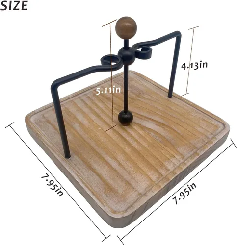 Miniatura 3 de Servilletero de madera rústica para mesa, decoración de mesa de cocina de granja, servilletero plano con brazo y asa con peso para el hogar, cocina