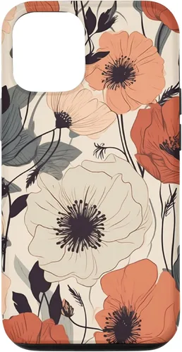 Funda para iPhone 12/12 Pro Minimal Poppy Flower Boho Floral Cute Aesthetic