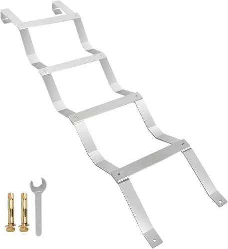 Escalera de salida de 4 escalones para sótano, capacidad de carga de 400 libras, escalera de aluminio para sótano de 63 x 14.8 pulgadas (largo x