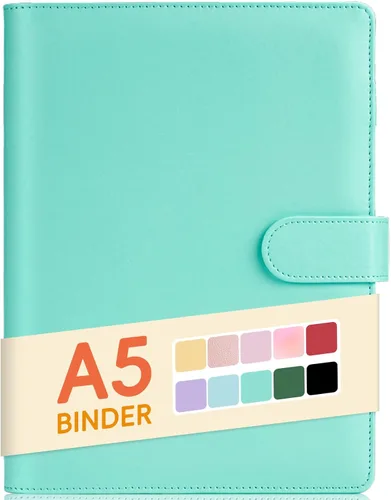Miniatura 17 de Sooez Carpeta A6 de 6 Anillas, Cubierta de Planificador de Cuaderno Rellenable, Organizador Pequeño de Cuero Carpeta Vacía para Presupuesto, Diario