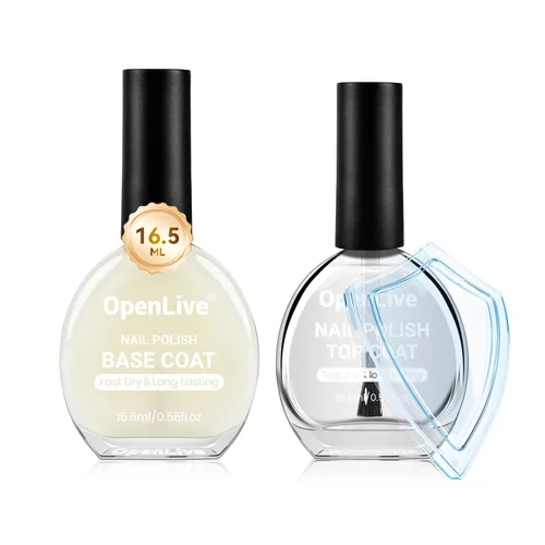 Miniatura 11 de OpenLive 2 esmaltes de uñas transparentes de capa superior brillante, esmalte de uñas regular de secado rápido, acabado de alto brillo, protección
