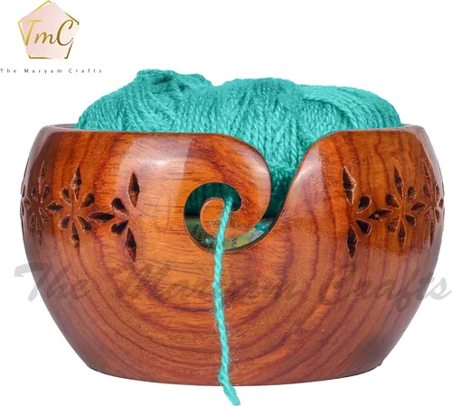 Miniatura 3 de Cuenco Personalizado de Madera de Palisandro para Almacenar Hilo, Soporte y Dispensador de Cuenco para Hilo Sin Enredos, Perfecto Cuenco Grande