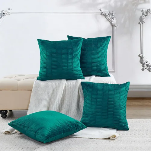 Miniatura 15 de Juego de 2 fundas de almohada decorativas de terciopelo a rayas plisadas de 14 x 26 pulgadas, funda de cojín rectangular suave y elegante para sofá