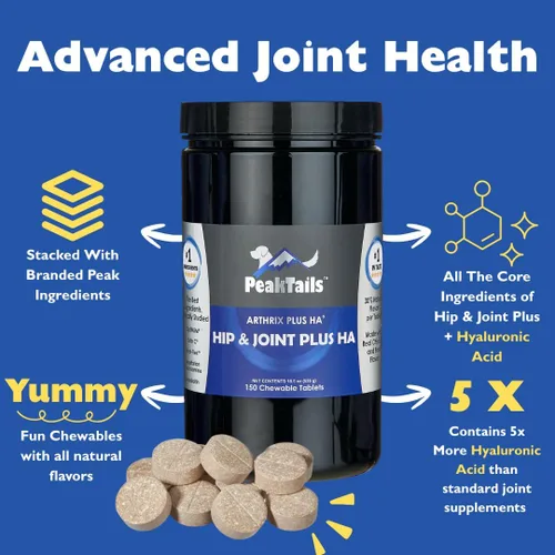 Miniatura 4 de KALA HEALTH PeakTails Hip & Joint Plus HA para perros – 150 tabletas, glucosamina, condroitina, OptiMSM, Ester-C y ácido hialurónico – Apoya