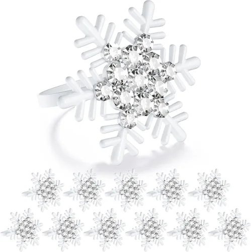 Miniatura 31 de ZeeDix Juego de 6 servilleteros de corona de Navidad, servilleteros de Navidad para servilletas de tela, servilleteros de Navidad para Acción