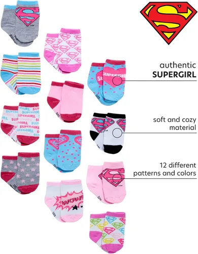 Miniatura 2 de DC Comics Baby Boys and Girls Socks - 12 Pack Batman Wonder Woman Superman Justice League Super Girl Socks 0-24M
