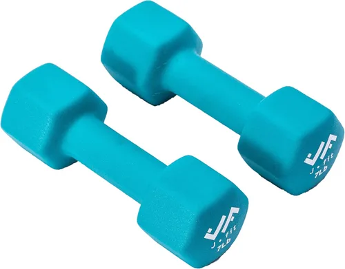 JFIT Dumbbell Pairs or Sets – Neoprene & Vinyl Coated Hand Weights for Home Gym, Strength Training, Aerobics, Cardio Exercise and Fitness