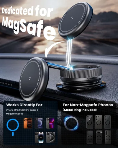 Miniatura 5 de 2026 Actualizado Soporte Magnético de Vacío 360° para Coche y Teléfono con Magsafe [Sución Más Fuerte de 96+LBS y Magnetismo Más Fuerte de 2800gf]