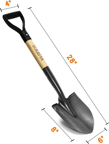 Miniatura 7 de KOLEIYA Pala pequeña de mango corto – 28 pulgadas de longitud total – Pala de arena de metal para niños para excavar y jardinería – metal + madera