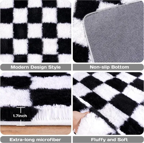 Miniatura 75 de Alfombras de área de 8x10 para sala de estar, alfombra shaggy grande ultra suave y esponjosa para dormitorio, alfombras de felpa mullida Blanco crema
