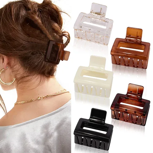 Miniatura 8 de ATODEN Pinzas cuadradas mate para el cabello para mujeres y niñas, 5 abrazaderas rectangulares de agarre antideslizantes medianas para cabello corto