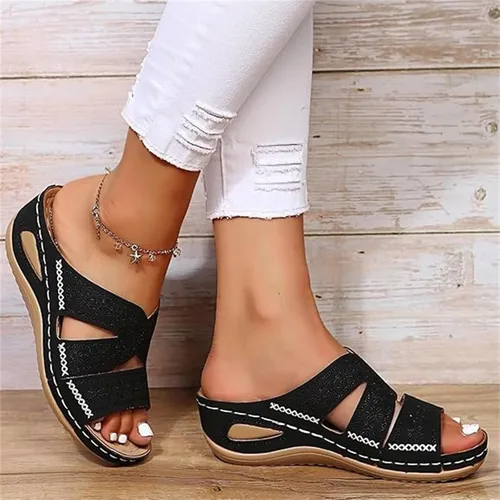 Miniatura 2 de Sandalias ortopédicas para mujer con soporte de arco para el verano, sandalias elegantes de verano con pies planos, cómodas pantuflas ortopédicas