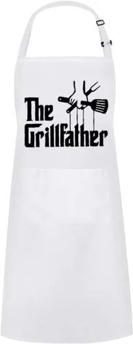 Hyzrz Delantales divertidos para hombres, mujeres, The Grillfather - Regalos para el Día del Padre, Día de la Madre, Cumpleaños - Delantal de cocina