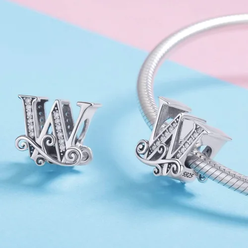 Miniatura 48 de BETTY&SARAH dije de plata esterlina 925 con forma de letra, para pulseras Pandora, letra del alfabeto, joya, regalo para mujer