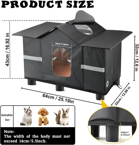 Miniatura 2 de Casa para gatos al aire libre resistente a la intemperie, refugio aislado para gatos para exteriores con ventana de techo, 100% impermeable, puerta