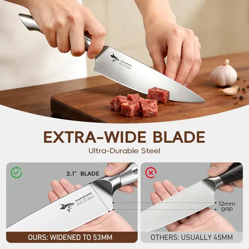 Miniatura 3 de MAD SHARK Juego de cuchillos de cocina de 11 piezas con bloque, cuchillos de acero inoxidable de alto carbono con varilla afiladora, mango