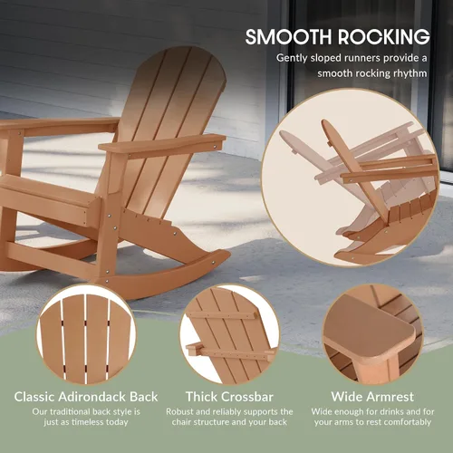 Miniatura 111 de WestinTrends Silla mecedora Malibu de poliéster para exterior/patio Adirondack, Negra